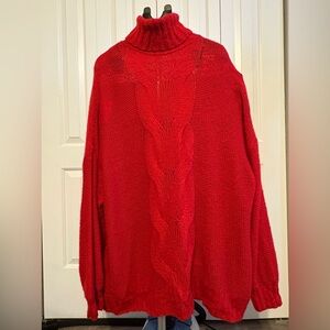 AERIE, Bold Red Lightweight Turtleneck Sweater